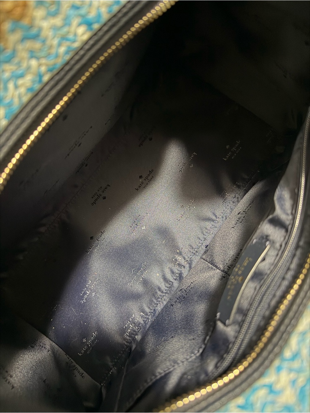 kate spade Navy and Blue Striped Straw Tote - Picture 9 of 9